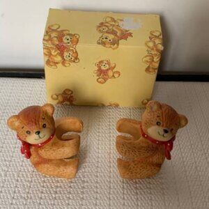 NIB Pair of Teddy Bear Angel Candle Climber 1980 Lucy & Me Bears RARE